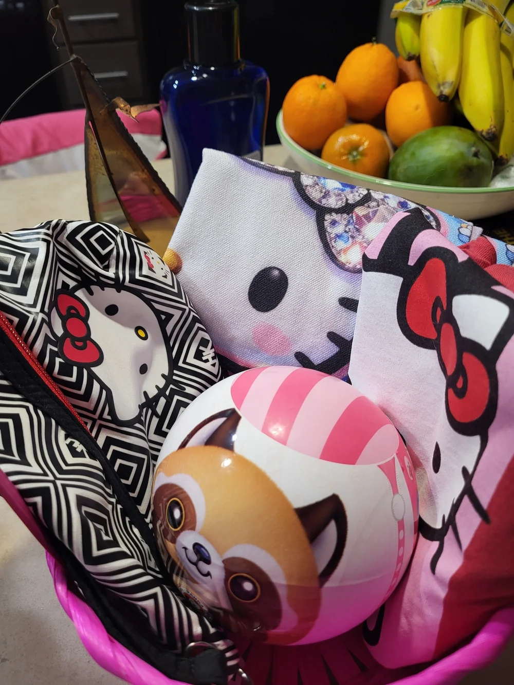 Kids Printed Tote Bag in Pink & Black Like New